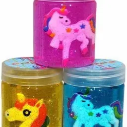 Crystal Clear Putty Slime Jelly Clay with UNICORN Figures Educational Toy Set of 3 Multicolor Putty Toy-image-28