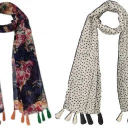 Printed Chiffon Women Multicolor Scarf, Stole, Fancy Scarf-image-62