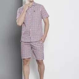 The Indian Garage Co Men Pure Cotton Checked Night suit-picture-37