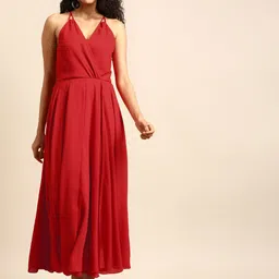 DODO & MOA Women Red Solid Maxi Dress-picture-38