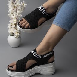 Stylestry Women Wedge Sandals with Laser cuts-52