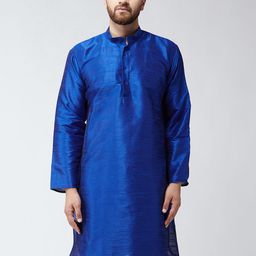 SOJANYA Men Blue Solid Straight Kurta-image-19