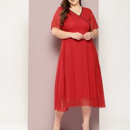 Qurvii+ Plus Size Midi Wrap Dress-74