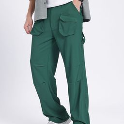 glitchez Men Strap Detail Relaxed Fit Trousers-image-77