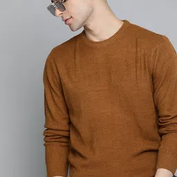 Harvard Men Brown Chevron Pattern Pullover-9