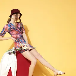 plusS Multi-coloured Abstract Dress-image-30