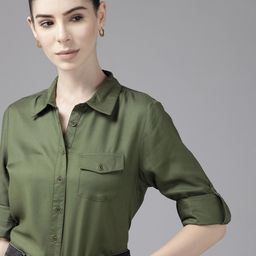 Roadster Women Olive Green Casual Shirt-image-46