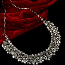 PANASH Silver-Plated German Silver Oxidised Necklace-image-94