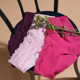 Vero Moda Intimates Women Pack Of 3 Self-Design Hipster Briefs-image-19