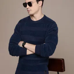French Connection Round Neck Sweater with Fuzzy Detail-image-35