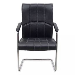 Ergonomica Black Leatherette Cushioned Seat Office Visitor Chair Set Of 2-image-37