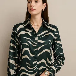 Mast & Harbour Women Animal Printed Cuffed Sleeves Shirt Style Regular Tops-picture-34