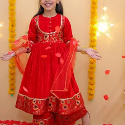 BownBee Girls Kurta with Palazzos & With Dupatta-image-17