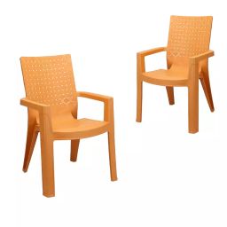 Maharaja Matrix Arm Rest Plastic Chair Amber Gold for Home, Office (Set of 2)-image-19