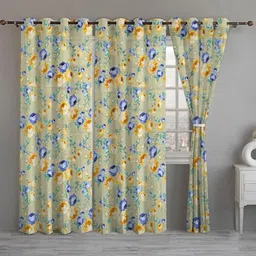ANA Green & Blue 3 Pieces Floral Room Darkening Door Curtain-image-29