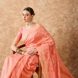 DEVATITHI Ethnic Motifs Woven Design Zari Banarasi Saree-image-65
