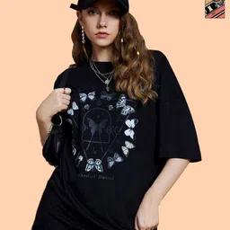 Metronaut Women 2 Printed V-Neck Extended Sleeves T-shirt-picture-30