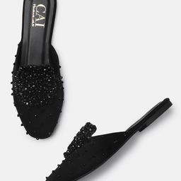 CAI Women Black Beads Embellished Pointed-Toe Mules-image-16