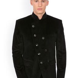 Wintage Black Velvet Grandad Collar Ceremony Blazer-image-7