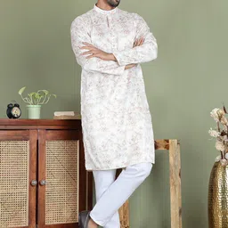 Anouk Men Ethnic Motifs Printed Regular Sequinned Kurta with Pyjamas-13