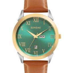 SUNDAE Men Brass Dial & Leather Straps Analogue Watch 788904 M-25 IGP T.T.13-10