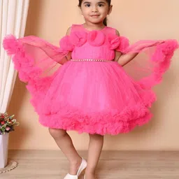 NFashion Flared Sleeve Net Fit & Flare Dress-image-0