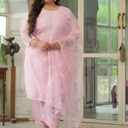 Label Khoj Women Ethnic Motifs Embroidered Kurta with Trouser & Dupatta-picture-36