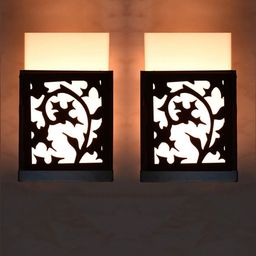 Gojeeva Black & White 2 Pieces Textured Contemporary Wooden Rectangle Shaped Wall Lamp-15