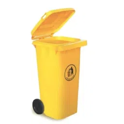 RS PRO 120L Yellow Polypropylene Dustbin Model No 2364382-image-2
