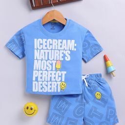 Toonyport Girls Printed Round Neck Pure Cotton Top With Shorts-picture-15