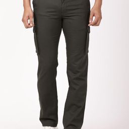 Indian Terrain Men Kansas Straight Fit Cargos Mid-Rise Trousers-image-56