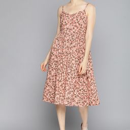 Chemistry Women Peach-Coloured Floral Printed Fit and Flare Dress-picture-25