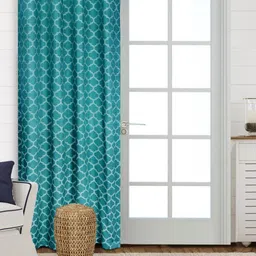 Saral Home Teal & White Geometric Room Darkening Door Curtain-image-25