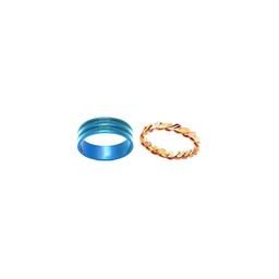 Dynamic Retail Global Set of 2 Rings for Men & Women, Blue-Gold Alloy Ring ()-14
