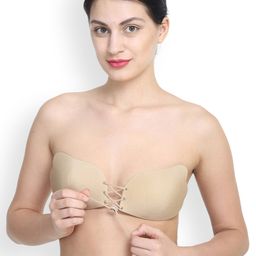PrettyCat Beige Solid Non-Wired Lightly Padded Stick-On Bra-picture-10