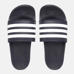 ADIDAS Unisex Navy Blue & White Striped Sliders-picture-24