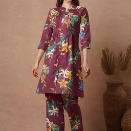 FASHOR Floral Printed A-Line Tunic & Trousers Co-Ord Set-picture-28