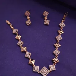 Piu Jewels Gold-Plated American Diamond-Studded Jewellery Set-13