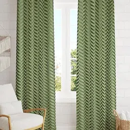 Aura Green 2 Pieces Geometric Printed Velvet Door Curtains-image-13