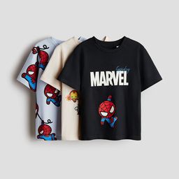 H&M Boys 3 Pack Printed Pure Cotton T-shirts-picture-0