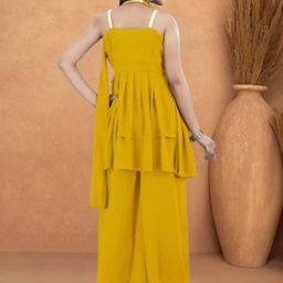 PARROT CREATION Embroidered Straight Sequinned Kurti With Sharara And Dupatta image 3