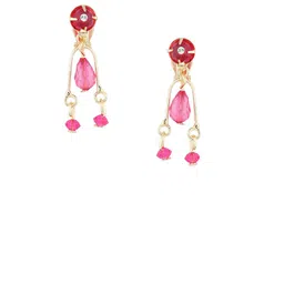 FirstBlush Gold Plated American Diamond Studded Contemporary Drop Earrings-image-95