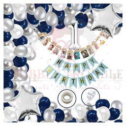 Bubble Trouble Happy Birthday Balloon Decoration Kit Combo Blue Theme - Pack of 67-image-56