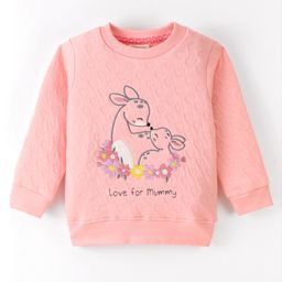 OLLYPOP Full Sleeves Sweatshirt Deer & Floral Embroidery - Peach-image-18