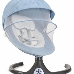 Automatic Electric Swing with Adjustable Swing Speed & Soothing Music with Mosquito Net & Safety Belt - Blue-9
