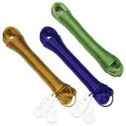 Kuber Industries Cloth Drying Rope  PVC Coated Laundry Line Rope  Laundry Clothesline  Cloth Drying Wire Rope with 2 Hooks  Clothes Drying Line  20 MTR  Pack of 3  Multicolor-picture-10