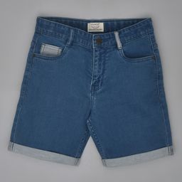 YOUMAA 100% Cotton Solid Button Down Shorts  - Blue-image-41