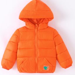 Kookie Kids Full Sleeves Padded Hoodies with Kangaroo Pockets - Orange-image-75