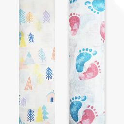 Polka Tots Muslin Cotton Swaddles - White - Tiny Town & Little Feet - Pack Of 2 Swaddles-image-20