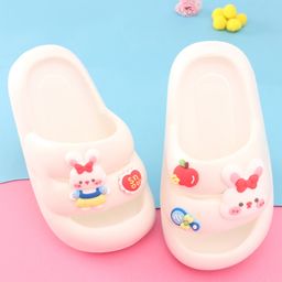 Oh! Pair Slip On Clogs with Rabbit Appliques - White-23